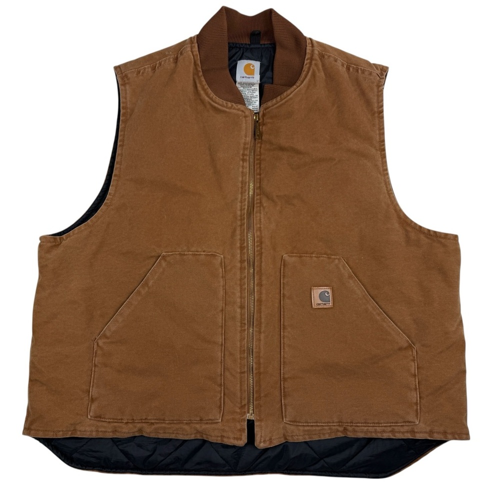 Carhartt Vest Mens 2XL XXL Brown Duck Canvas V02 BRN Workwear Work USA Union